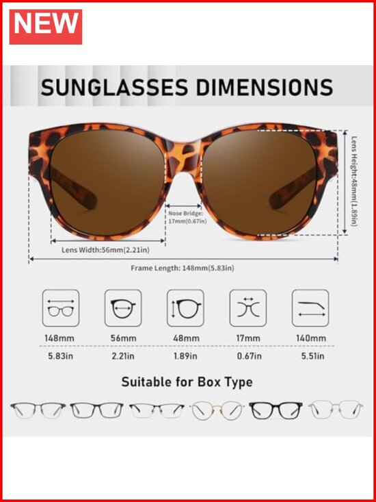 Polarized Cat Eye Fit Over Glasses Sunglasses for Women UV Protection